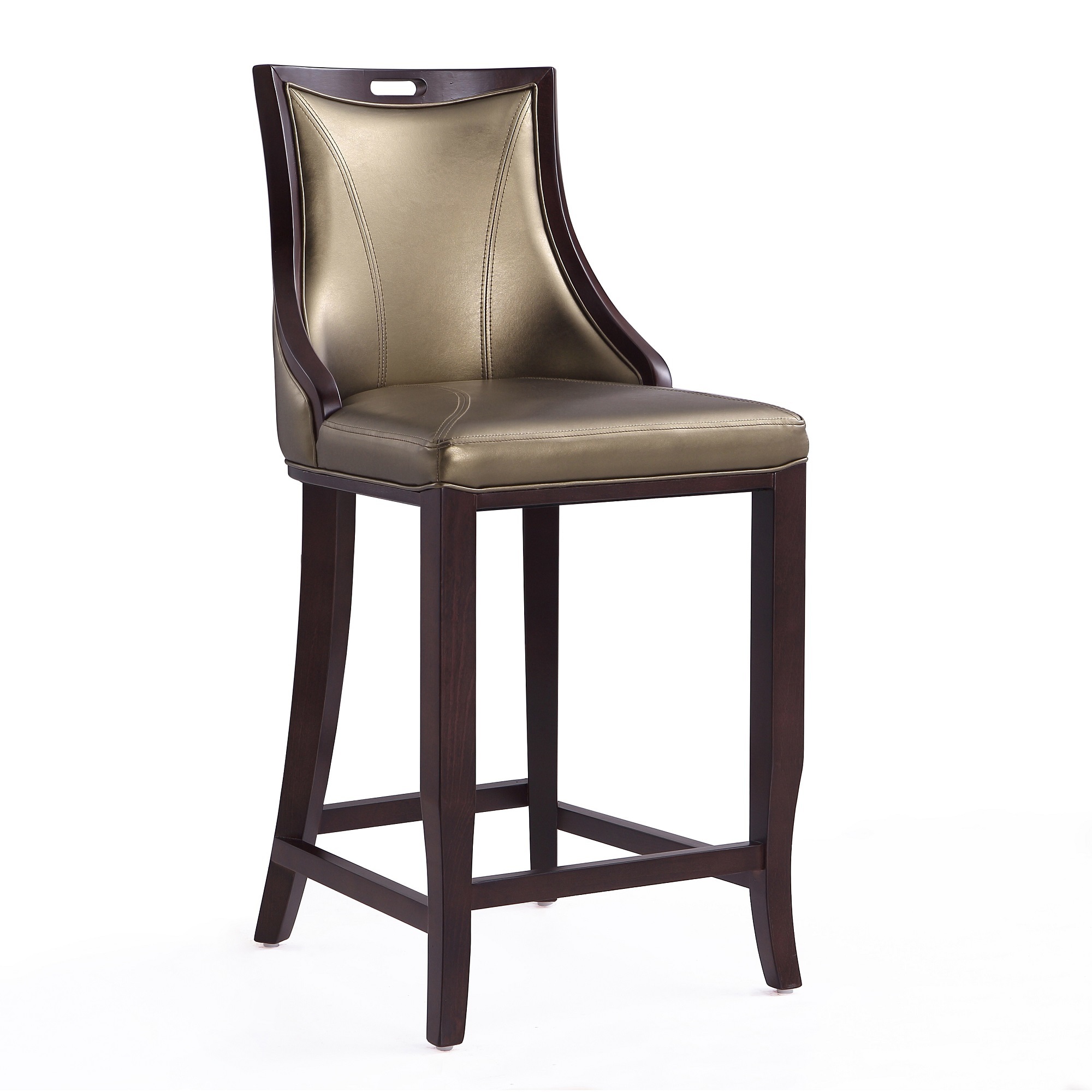 Manhattan Comfort, Emperor 41in. Bronze and Walnut Beech Wood Stool, Primary Color Bronze, Included (qty.) 1 Model# BS008